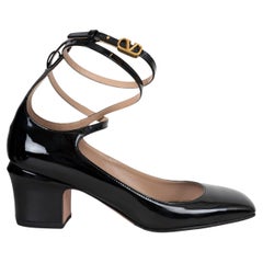 VALENTINO black patent leather TAN-GO 60ANKLE STRAP Pumps Shoes 38