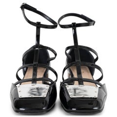CHRISTIAN DIOR black patent leather 2022 LA PARISIENNE CAGE Flats Shoes 38.5