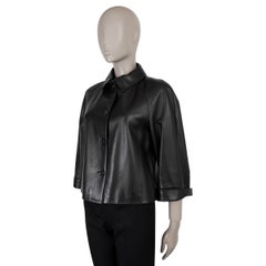 PRADA black 2016 CROPPED LEATHER Jacket 40 S
