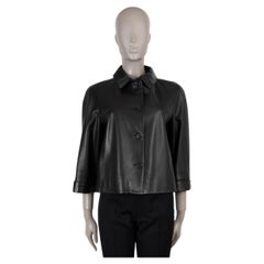 PRADA black 2016 CROPPED LEATHER Jacket 40 S