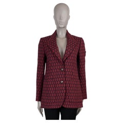 GUCCI dark red & blue wool 2016 GEOMETRIC JACQUARD Blazer Jacket 42 M