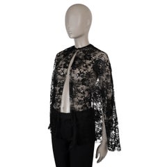 PRADA black viscose 2019 CHANTILLY LACE SHORT CAPE Jacket 42 M