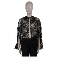 PRADA black viscose 2019 CHANTILLY LACE SHORT CAPE Jacket 42 M
