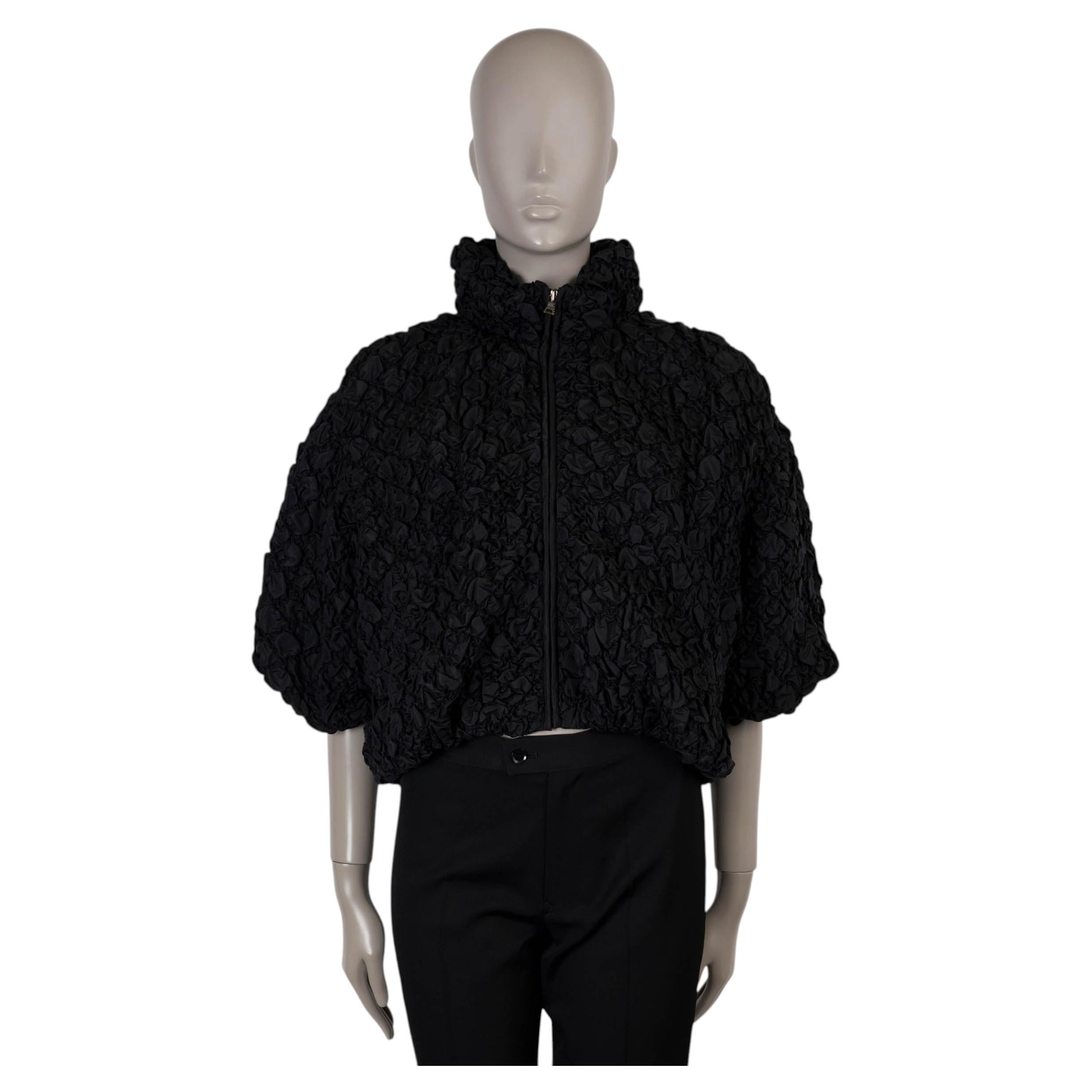 PRADA black silk & nylon 2008 QUILTED CROPPED Jacket 44 L