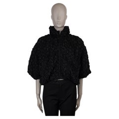 PRADA black silk & nylon 2008 QUILTED CROPPED Jacket 44 L