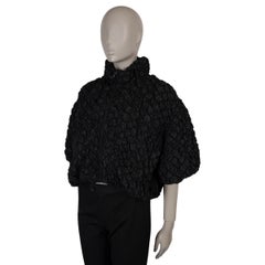 PRADA black silk & nylon 2008 QUILTED CROPPED Jacket 44 L