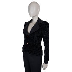 Veste CHANEL en viscose noire 23K CAMELLIA CHENILLE, taille 36 XS