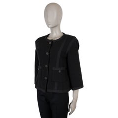 CHANEL black cotton 13P LITTLE BLACK TWEED Jacket 40 M