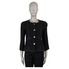CHANEL black cotton 13P LITTLE BLACK TWEED Jacket 40 M