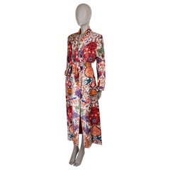 ETRO white & multi viscose 2022 PEGASO PAISLEY VELVET ROBE Coat Jacket 40 S