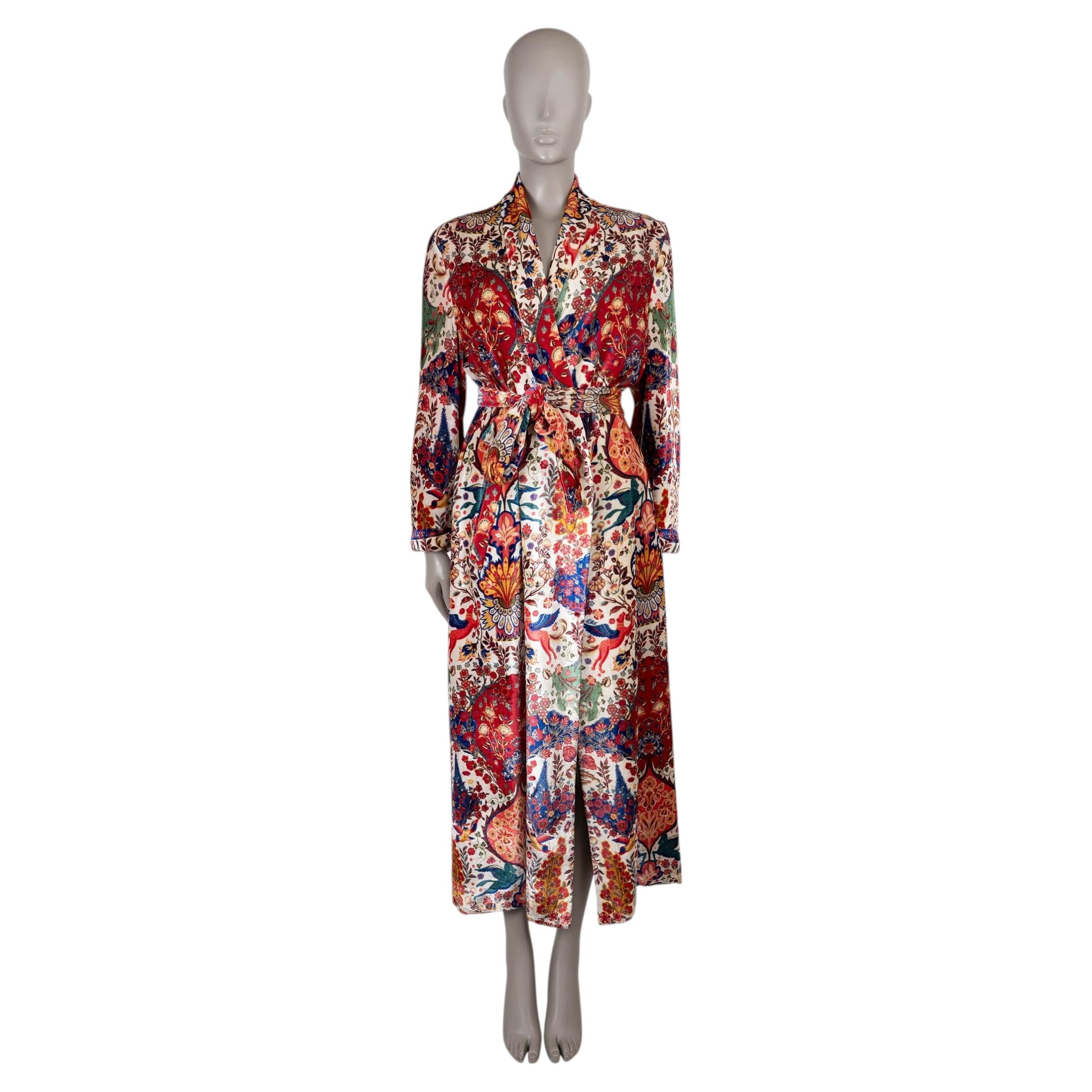 Pre-owned Etro White & Multi Viscose 2022 Pegaso Paisley Velvet Robe Coat Jacket 40 S