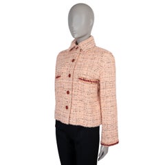 CHANEL peach black white cotton 21P WHIPSTITCH TWEED Jacket 36 XS