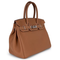 HERMES Gold camel Togo leather BIRKIN 30 Bag PHW