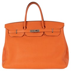 HERMES Orange Togo leather BIRKIN 40 Bag PHW