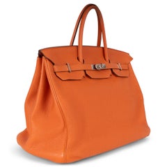 HERMES Orange Togo leather BIRKIN 40 Bag PHW
