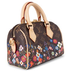 LOUIS VUITTON x MURAKAMI brown Monogram FLOWERS canvas SPEEDY 20 BANDOULIERE Bag