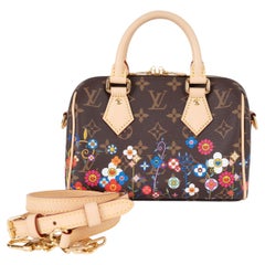 LOUIS VUITTON x MURAKAMI brown Monogram FLOWERS canvas SPEEDY 20 BANDOULIERE Bag