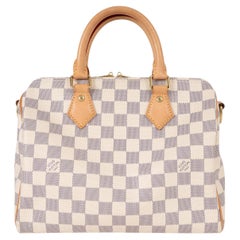 LOUIS VUITTON white Damier Azur canvas SPEEDY 25 Bag