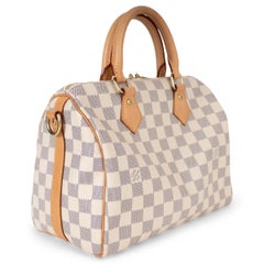 LOUIS VUITTON white Damier Azur canvas SPEEDY 25 Bag
