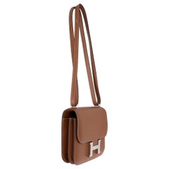 HERMES Gold camel Evercolor leather CONSTANCE 18 Bag PHW