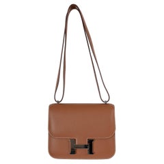 HERMES Gold camel Evercolor leather CONSTANCE 18 Bag PHW