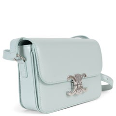 CELINE Light Aqua blue shiny leather TRIOMPHE TEEN Bag