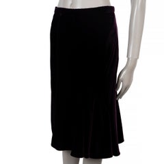 DOLCE & GABBANA burgundy viscose 2004 DRAPED VELVET Skirt 44 L