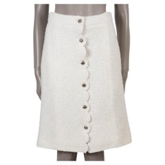 CHANEL white & cream wool 20K SCALLOPED TWEED Skirt 38 S