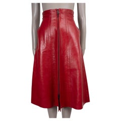 FENDI red 2017 SHINY LEATHER FLARED MIDI Skirt 36 XXS