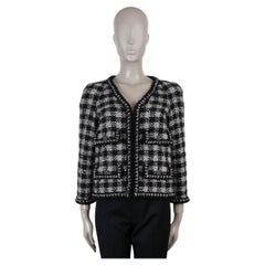 CHANEL black & silver mohair 11A LUREX PLAID TWEED Jacket 36 XS