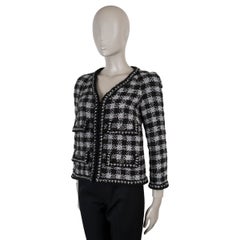 CHANEL black & silver mohair 11A LUREX PLAID TWEED Jacket 36 XS