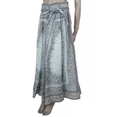 ZIMMERMANN gonna midi in lino blu 2024 MATCHMAKER BANDANA taglia 2 M