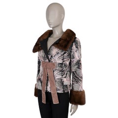 DOLCE & GABBANA pink wool 2004 FUR TRIM SEQUIN Jacket 44 L
