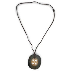 HERMES Saphir blue LIFT LACQUERED WOOD & HORN Necklace