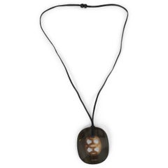 HERMES black LIFT LACQUERED WOOD & HORN Necklace