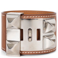 HERMES Fauve, cognac, pelle Barenia, COLLIER DE CHIEN, bracciale a polsino