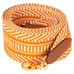 HERMES Apricot Ecru Gold canvas leather SANGLE CAVALE 50 Bag Shoulder Strap 105