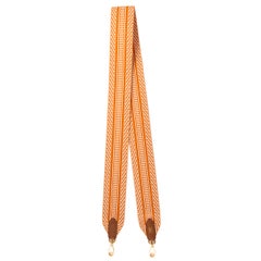 HERMES Apricot Ecru Gold canvas leather SANGLE CAVALE 50 Bag Shoulder Strap 105
