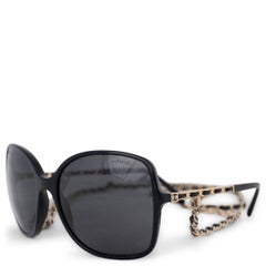 CHANLE black acetate 2023 HEART CHAIN Sunglasses 5210Q