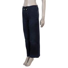 CHRISTIAN DIOR dark blue cotton 2024 LACE-UP STRAIGHT Pants 38 S