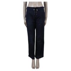 CHRISTIAN DIOR dark blue cotton 2024 LACE-UP STRAIGHT Pants 38 S