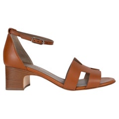 HERMES Naturel brown leather ENCENS 50 Sandals Shoes 39.5