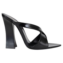 SAINT LAURENT black leather EVA 110 MULE Sandals Shoes 38
