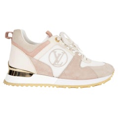 LOUIS VUITTON pink & white suede & mesh RUN AWAY Sneakers Shoes 37.5