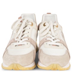 LOUIS VUITTON pink & white suede & mesh RUN AWAY Sneakers Shoes 37.5