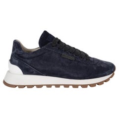 BRUNELLO CUCINELLI Sneakers MONILI TAB in pelle scamosciata blu navy, taglia 38