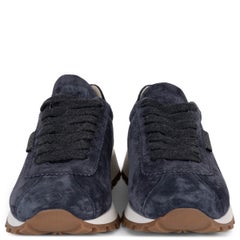 BRUNELLO CUCINELLI Sneakers MONILI TAB in pelle scamosciata blu navy, taglia 38