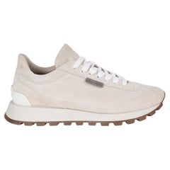 Sneakers MONILI TAB di BRUNELLO CUCINELLI in pelle scamosciata color crema, taglia 38