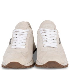 Sneakers MONILI TAB di BRUNELLO CUCINELLI in pelle scamosciata color crema, taglia 38