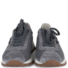 BRUNELLO CUCINELLI Sneakers MONILI TAB in lana grigia e pelle scamosciata, taglia 38